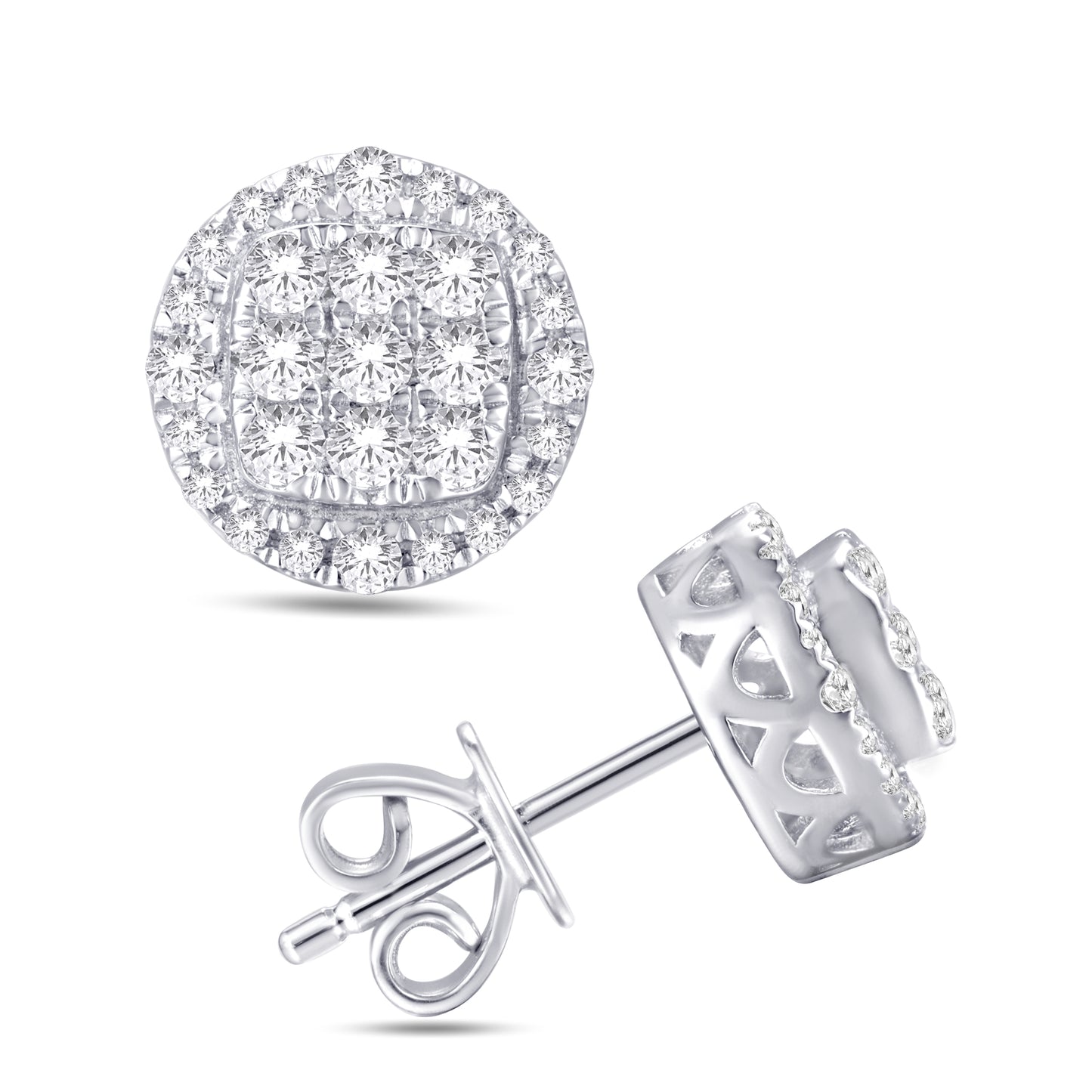 10 Karat White Gold 0.46 Carat Diamonds Round Earrings-0125976-WG