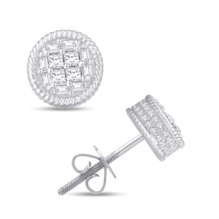 10 Karat White Gold 0.46 Carat Diamonds Round Earrings-0126066-WG