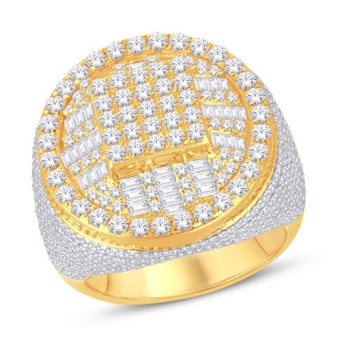 10 Karat Two-Tone (Yellow and White) Gold 4.25 Carat Diamonds Fashion Men's Ring-0325432-YW