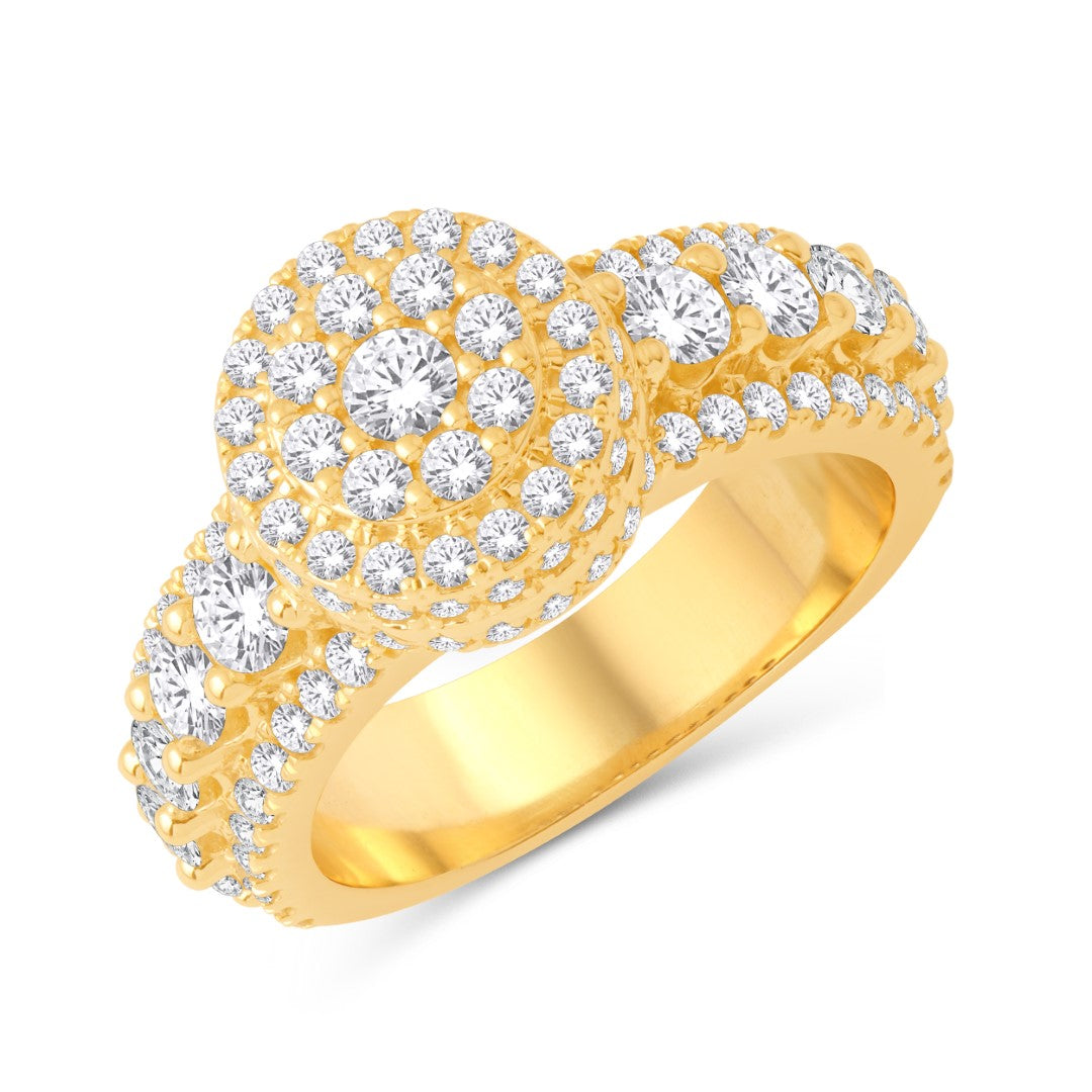 14 Karat All Yellow Gold 3.50 Carat Diamonds Round Men's Ring-0332005-ALY