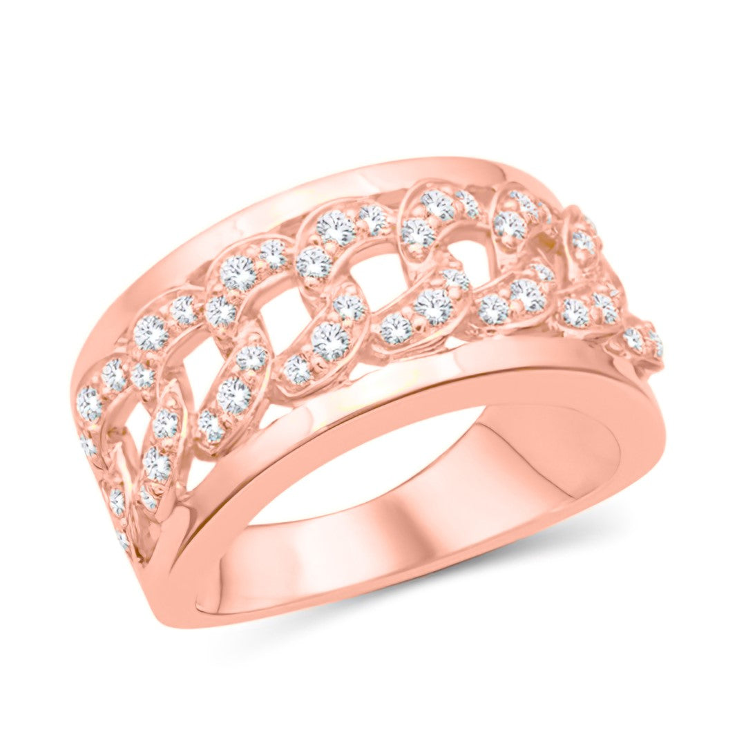 10 Karat All Rose Gold 1.00 Carat Diamonds Cuban Link Men's Band-0625106-ALR