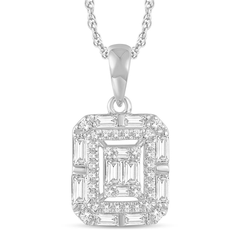 14 Karat White Gold 0.25 Carat Diamonds Cushion Pendant-0825990-WG