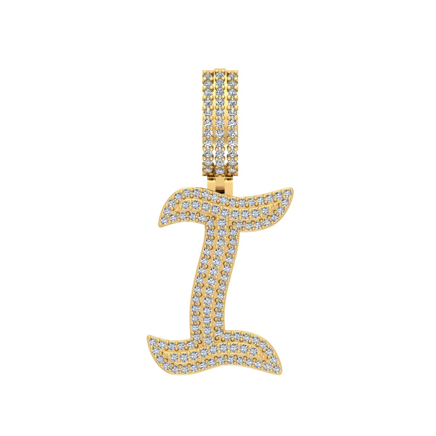 10 Karat Yellow Gold 0.83 Carat Diamonds Initial (I) Pendant-0830033-YG