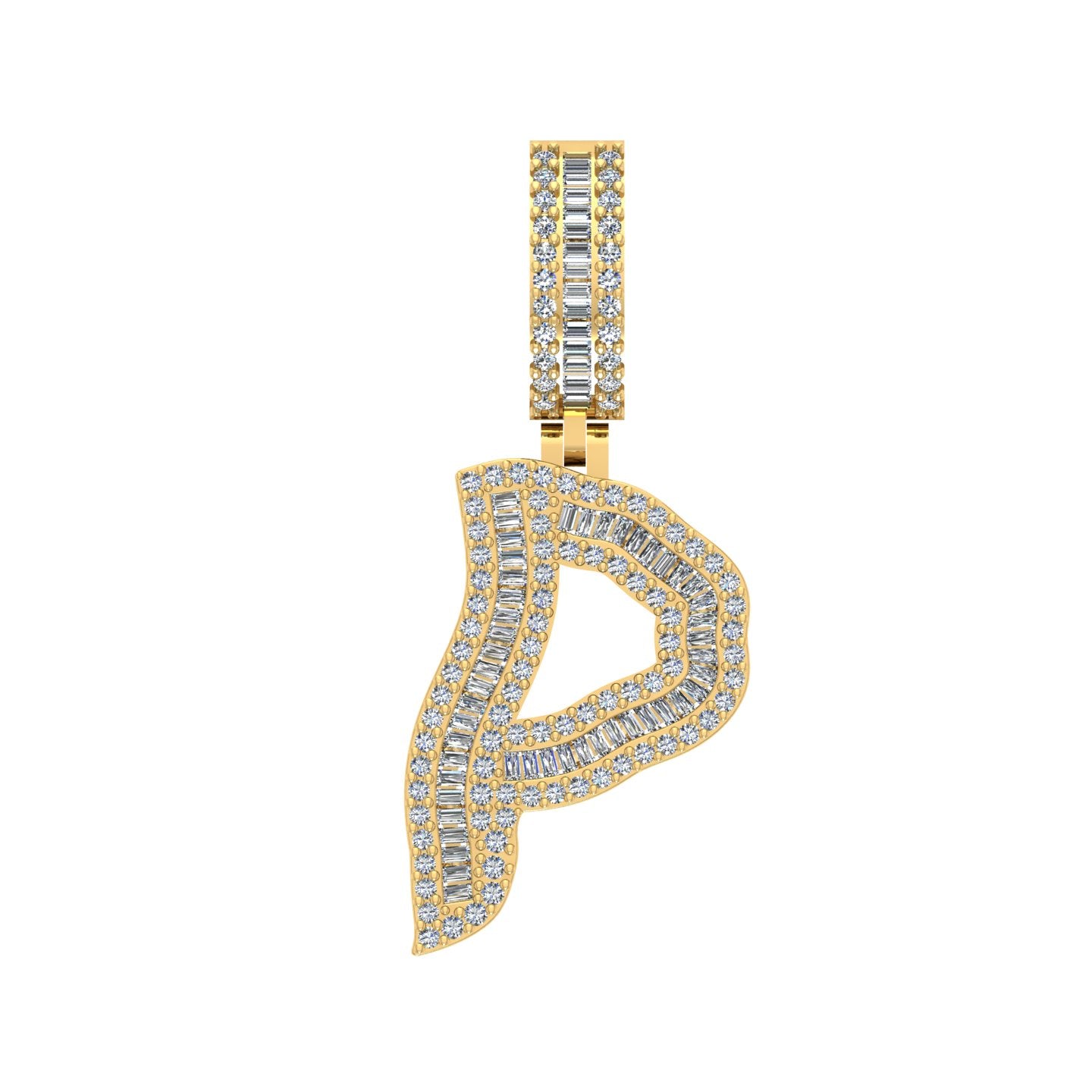 10 Karat Yellow Gold 0.94 Carat Diamonds Initial (P) Pendant-0830057-YG