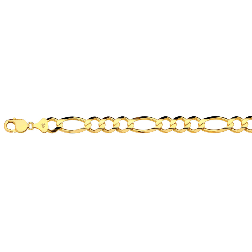 14K 12MM YELLOW GOLD SOLID FIGARO 22" CHAIN NECKLACE (AVAILABLE IN LENGTHS 7" - 30")