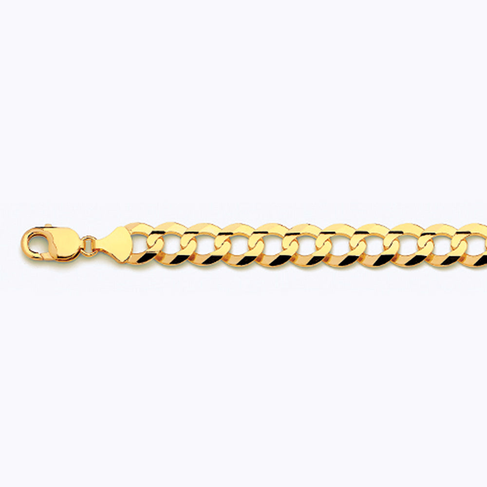 14K 12MM YELLOW GOLD SOLID CURB 22" CHAIN NECKLACE (AVAILABLE IN LENGTHS 7" - 30")