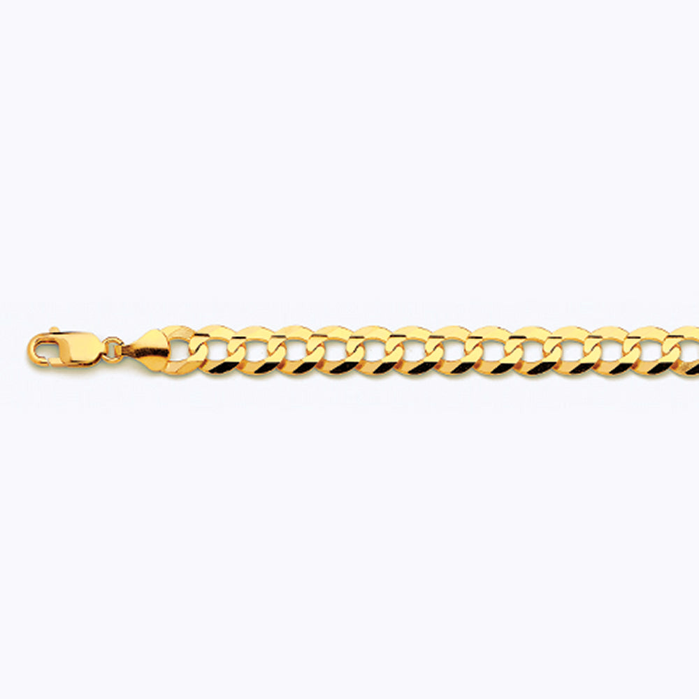 10K 9.5MM YELLOW GOLD SOLID CURB 18" CHAIN NECKLACE (AVAILABLE IN LENGTHS 7" - 30")