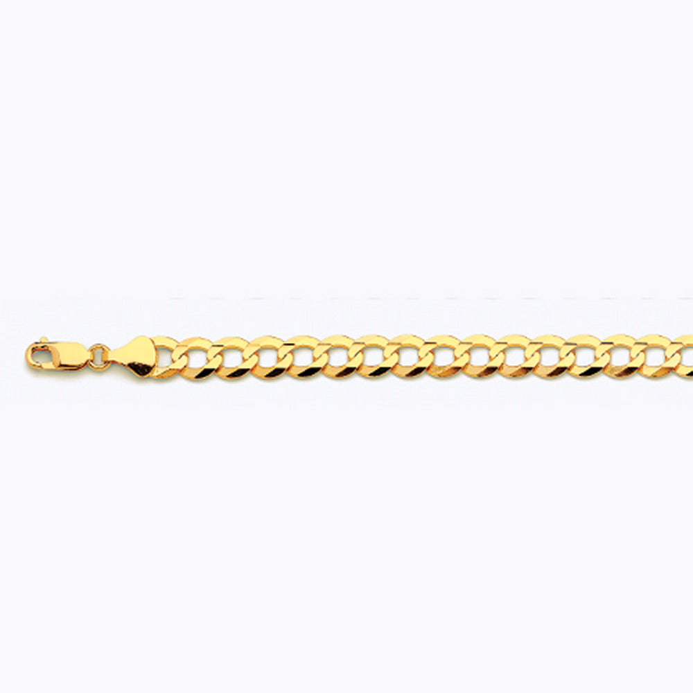 10K 8MM YELLOW GOLD SOLID CURB 20" CHAIN NECKLACE (AVAILABLE IN LENGTHS 7" - 30")
