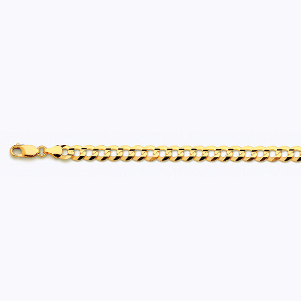 10K 7MM YELLOW GOLD SOLID CURB 18" CHAIN NECKLACE (AVAILABLE IN LENGTHS 7" - 30")