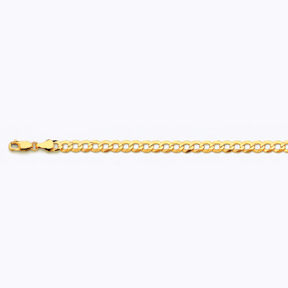 10K 5.5MM YELLOW GOLD SOLID CURB 22" CHAIN NECKLACE (AVAILABLE IN LENGTHS 7" - 30")