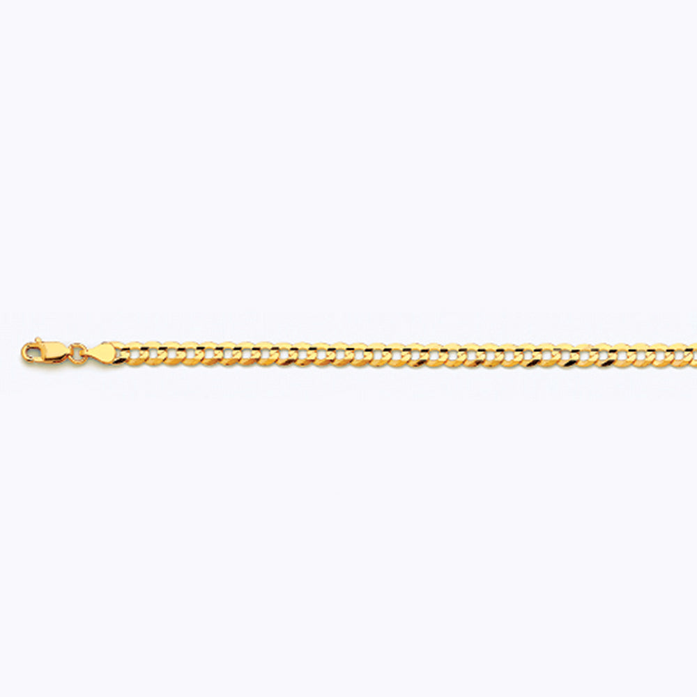 14K 4.5MM YELLOW GOLD SOLID CURB 20" CHAIN NECKLACE (AVAILABLE IN LENGTHS 7" - 30")