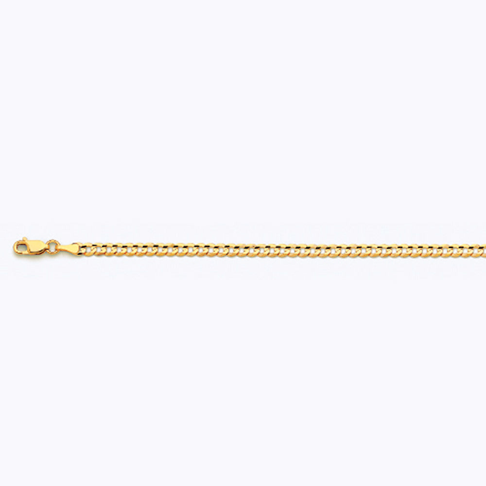 10K 3.5MM YELLOW GOLD SOLID CURB 24" CHAIN NECKLACE (AVAILABLE IN LENGTHS 7" - 30")