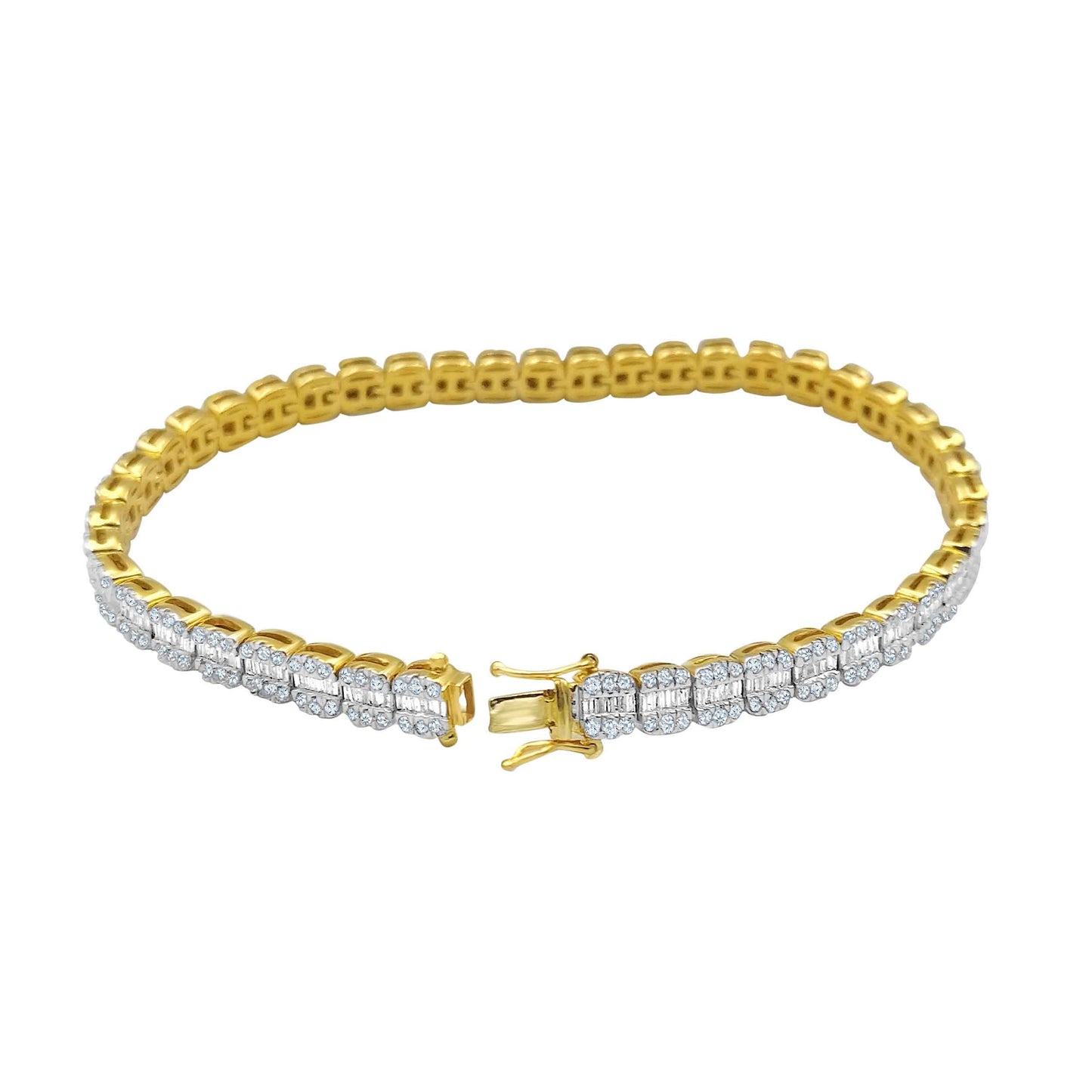 10 Karat All Yellow Gold 3.69 Carat Diamonds Unisex Tennis Bracelet-1230003-ALY