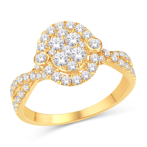 10 Karat All Yellow Gold 1.00 Carat Diamonds Oval Ladies Ring-0226413-ALY