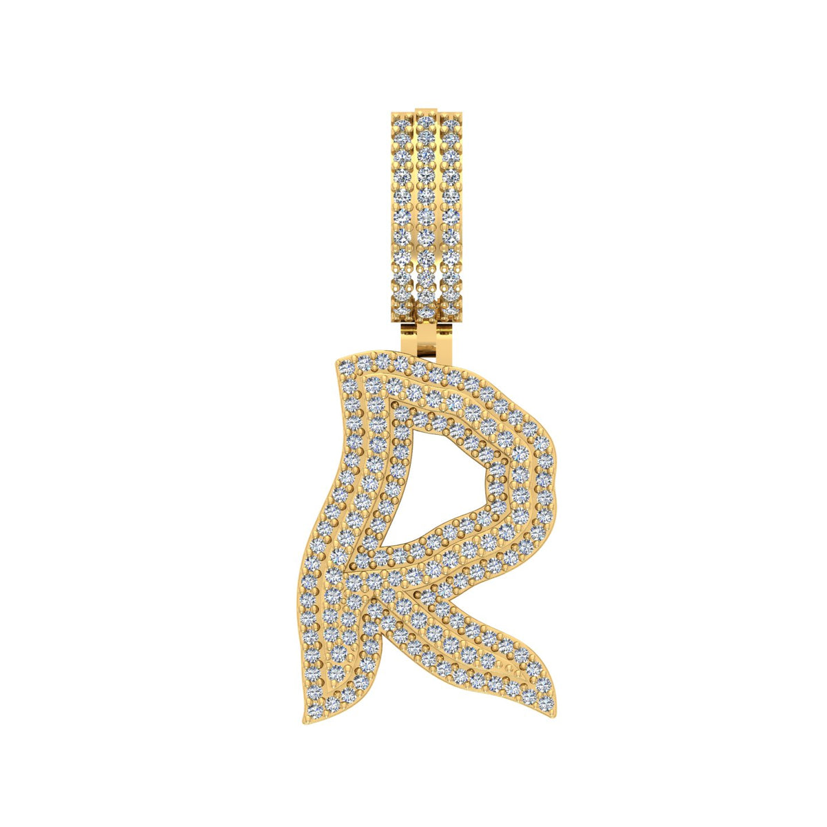 10 Karat Yellow Gold 1.00 Carat Diamonds Initial (R) Pendant-0830040-YG