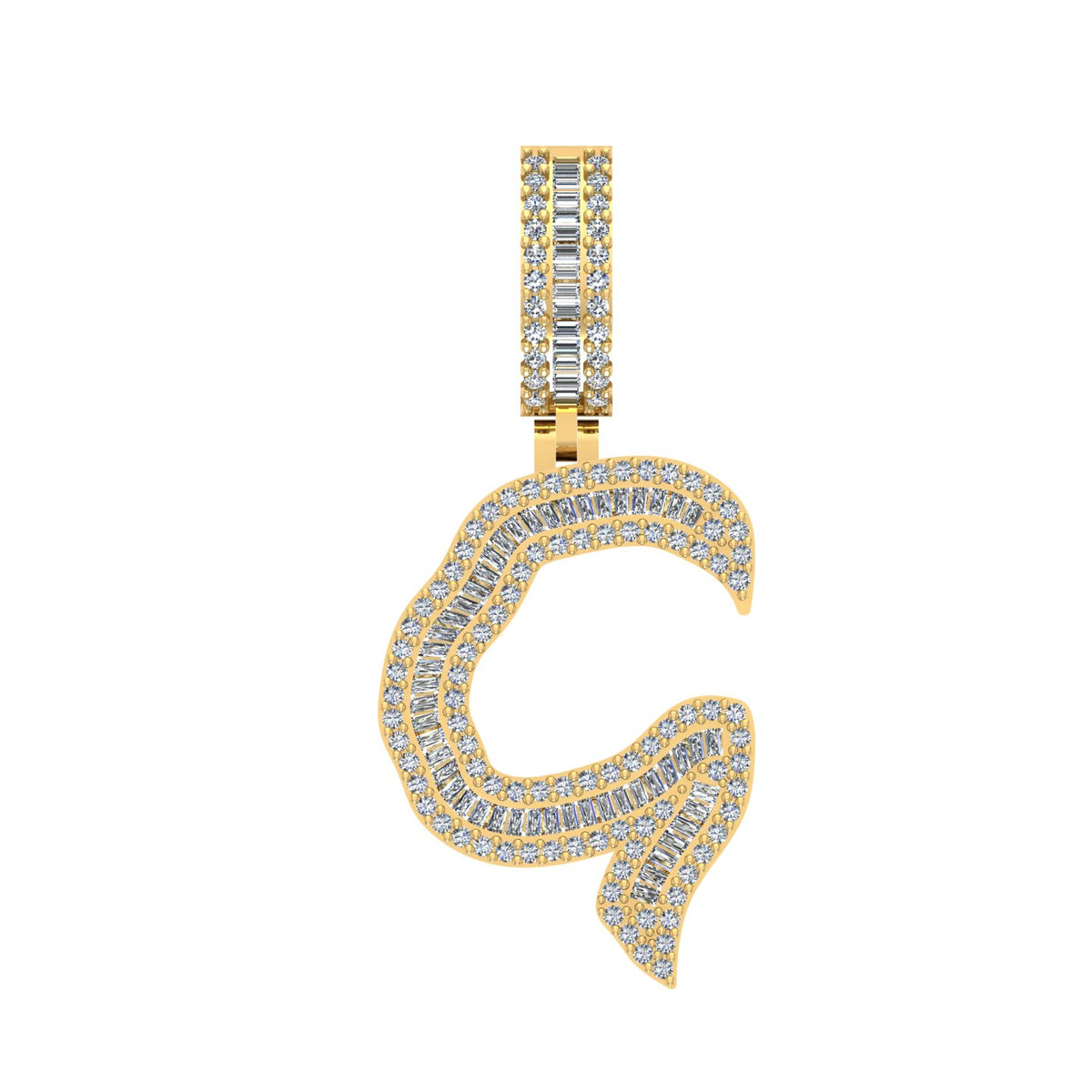 10 Karat Yellow Gold 0.98 Carat Diamonds Initial (G) Pendant-0830049-YG