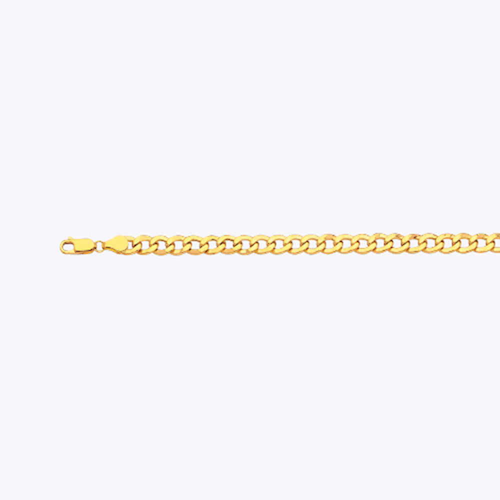 10K 6.5MM YELLOW GOLD HOLLOW CURB 22" CHAIN NECKLACE (AVAILABLE IN LENGTHS 7" - 30")