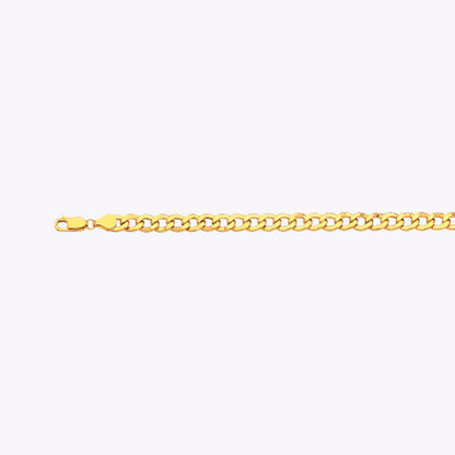 10K 6.5MM YELLOW GOLD HOLLOW CURB 22" CHAIN NECKLACE (AVAILABLE IN LENGTHS 7" - 30")