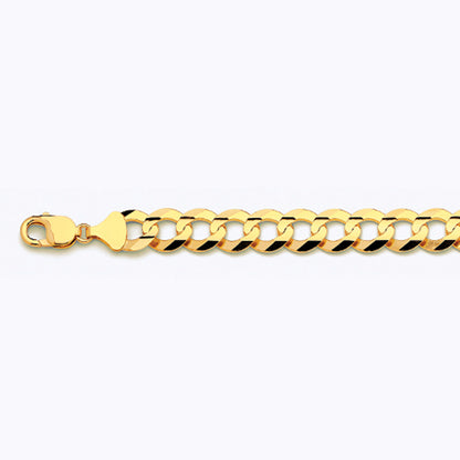 14K 13MM YELLOW GOLD SOLID CURB 22" CHAIN NECKLACE (AVAILABLE IN LENGTHS 7" - 30")