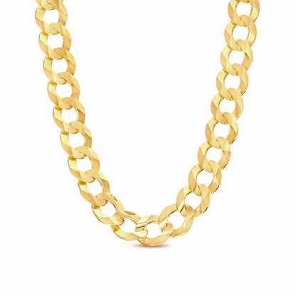 14K 5.5MM YELLOW GOLD SOLID CURB 18" CHAIN NECKLACE (AVAILABLE IN LENGTHS 7" - 30")