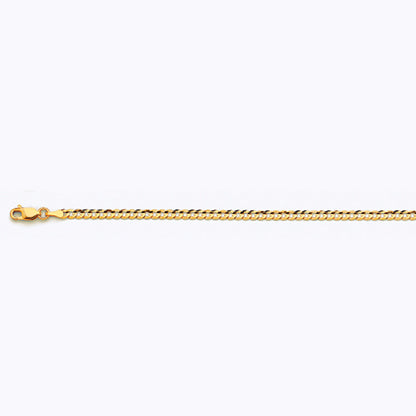14K 3MM YELLOW GOLD SOLID CURB 18" CHAIN NECKLACE (AVAILABLE IN LENGTHS 7" - 30")
