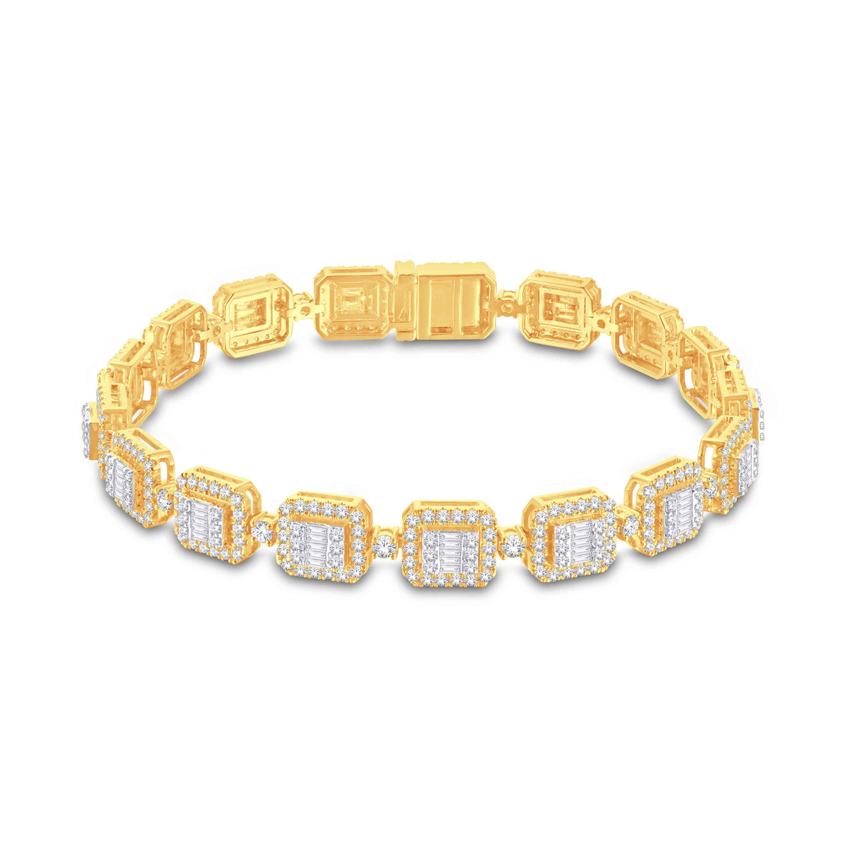 10 Karat All Yellow Gold 6.50 Carat Diamonds Designer link Men's Bracelet-1125098-ALY