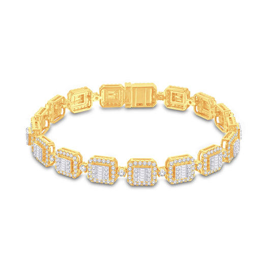 10 Karat All Yellow Gold 6.50 Carat Diamonds Designer link Men's Bracelet-1125098-ALY