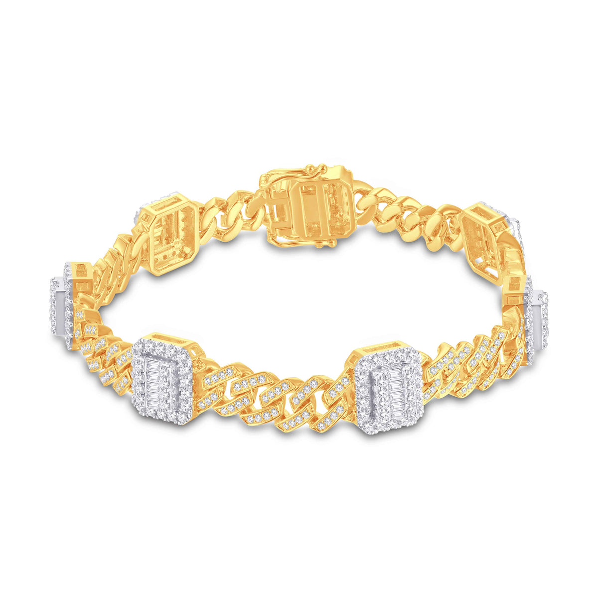 10 Karat Two-Tone (Yellow and White) Gold 5.00 Carat Diamonds Miami Cuban Link Men's Bracelet-1125099-YW