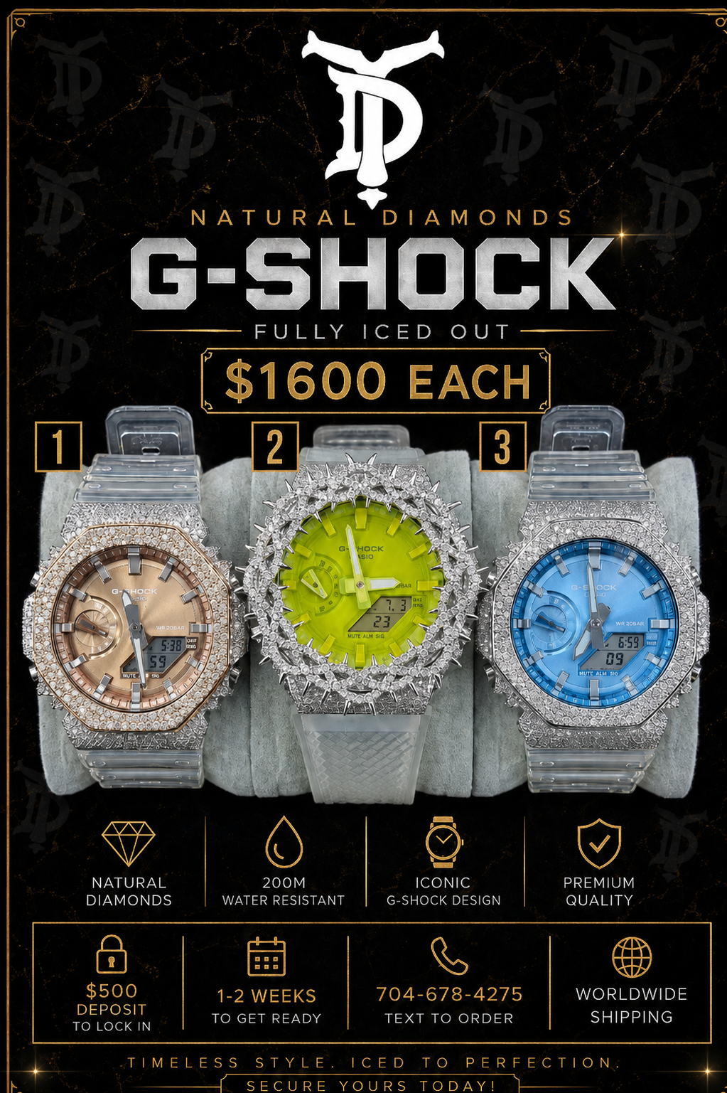 CLEAR BAND G SHOCKS NATURAL DIAMONDS