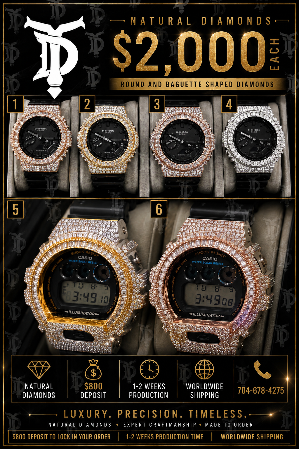 NATURAL DIAMOND BAGUETTE G SHOCKS