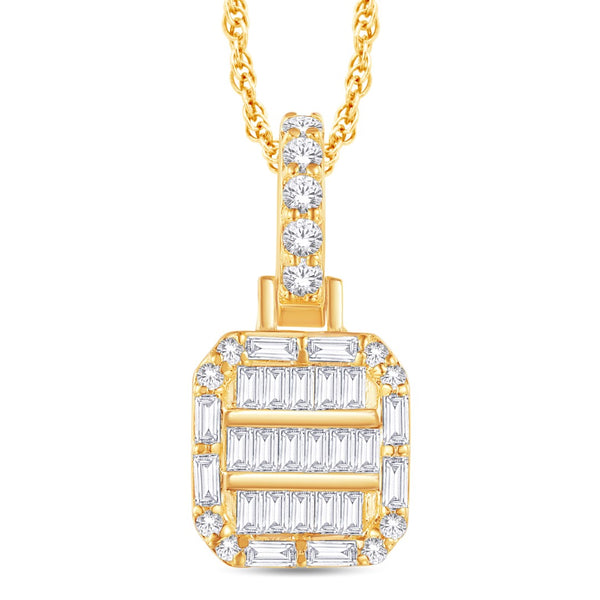10 Karat All Yellow Gold 0.33 Carat Diamonds Cushion Pendant-0825817-ALY