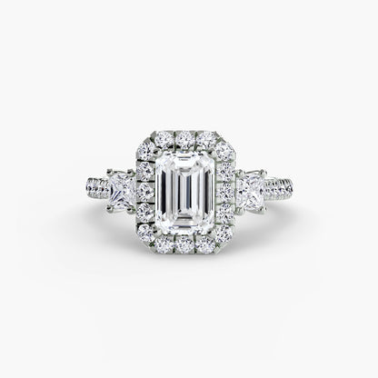 Three-Stone Ring with Halo 2