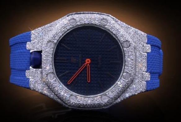 AP X SWATCH BLUE WITH DIAMOND BEZEL