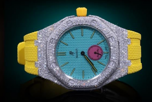 AP X SWATCH YELLOW WITH DIAMOND BEZEL