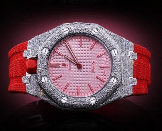 AP X SWATCH RED WITH DIAMOND BEZEL