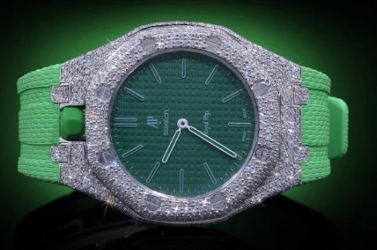 AP X SWATCH GREEN WITH DIAMOND BEZEL